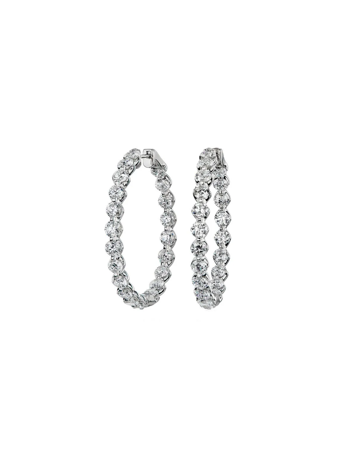 10.50ct Diamond 14K Gold Inside Outside Hoops Earrings