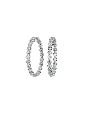 10.50ct Diamond 14K Gold Inside Outside Hoops Earrings