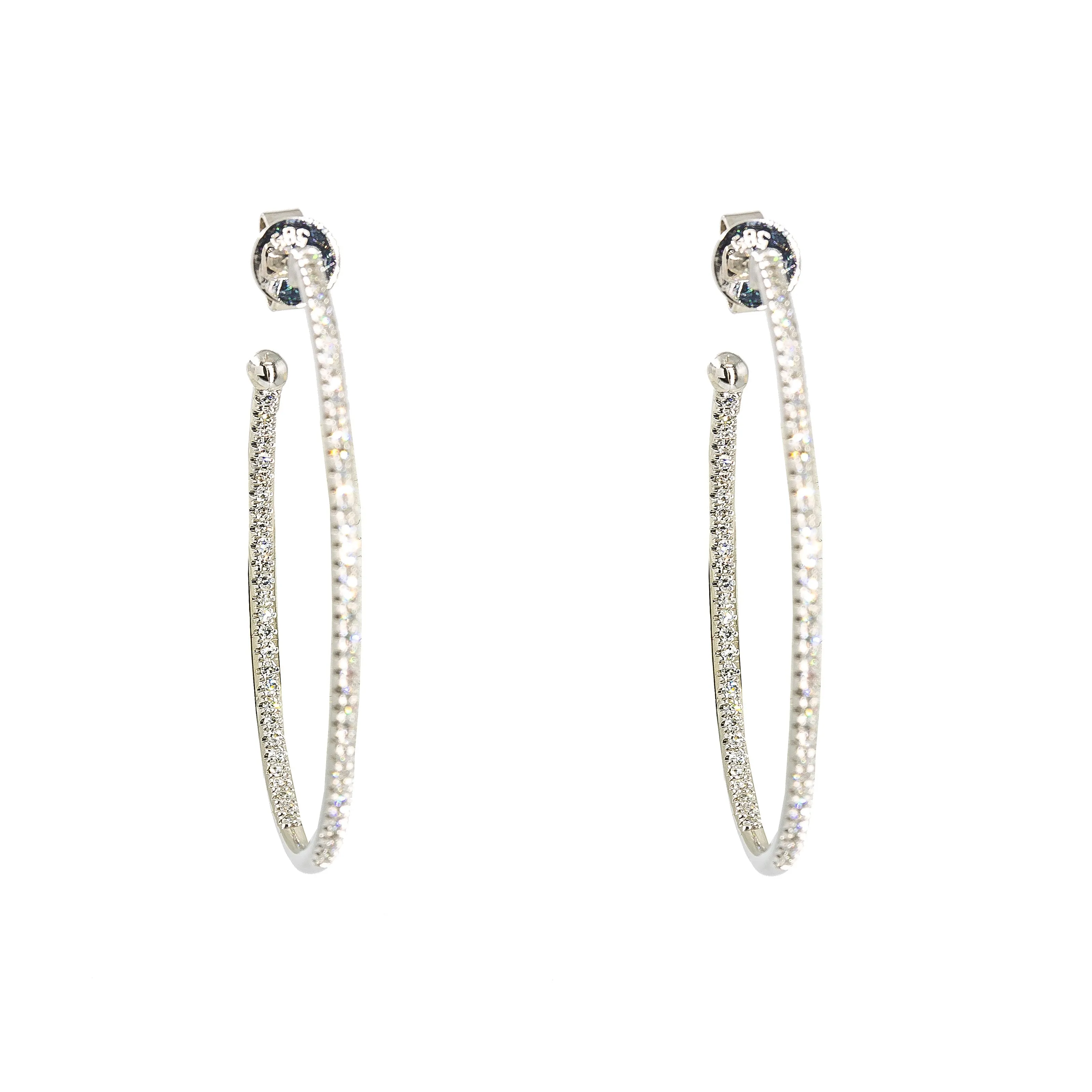 14K White Gold Diamond Hoop Earrings W/ 0.35ct VS-SI Diamonds