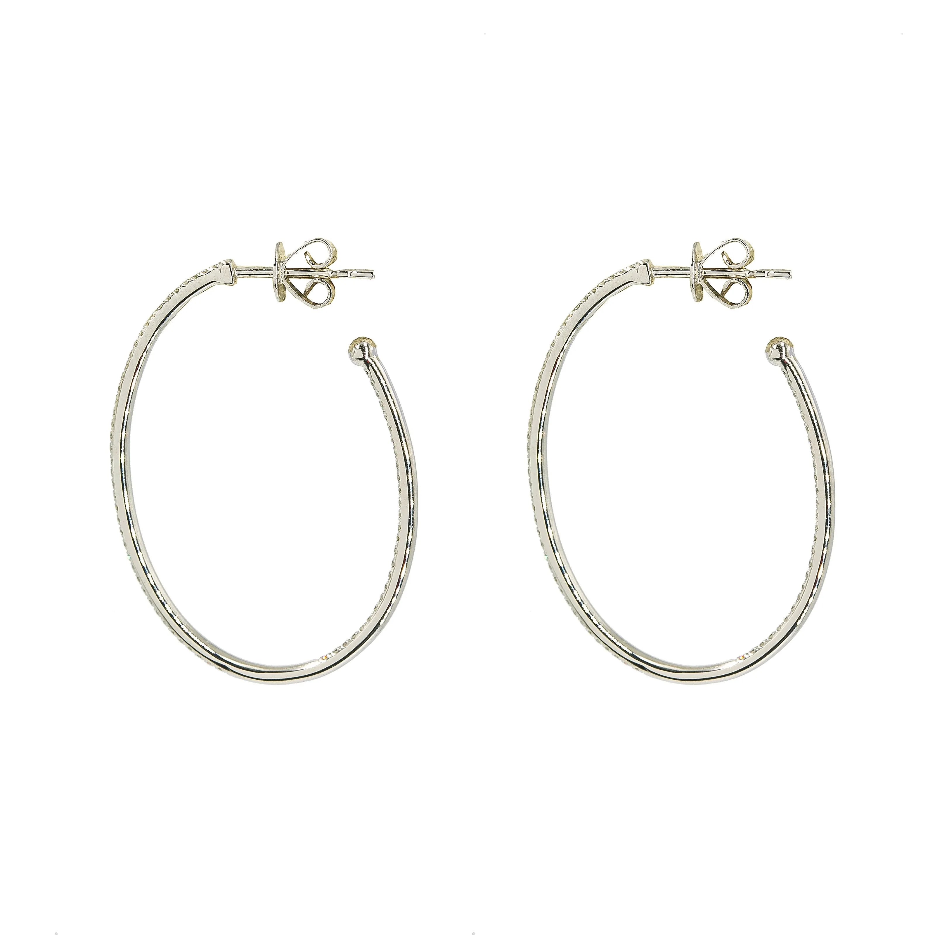 14K White Gold Diamond Hoop Earrings W/ 0.35ct VS-SI Diamonds