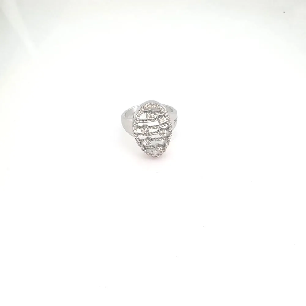18ct White Gold and Diamond Large Oval Ring