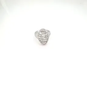18ct White Gold and Diamond Large Oval Ring