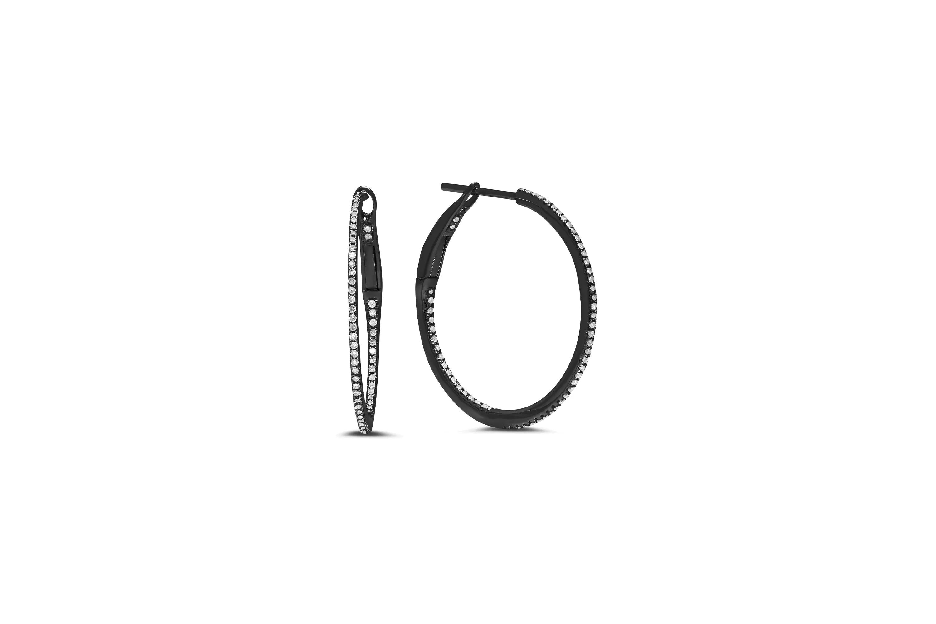 1" Diamond Hoop Earrings