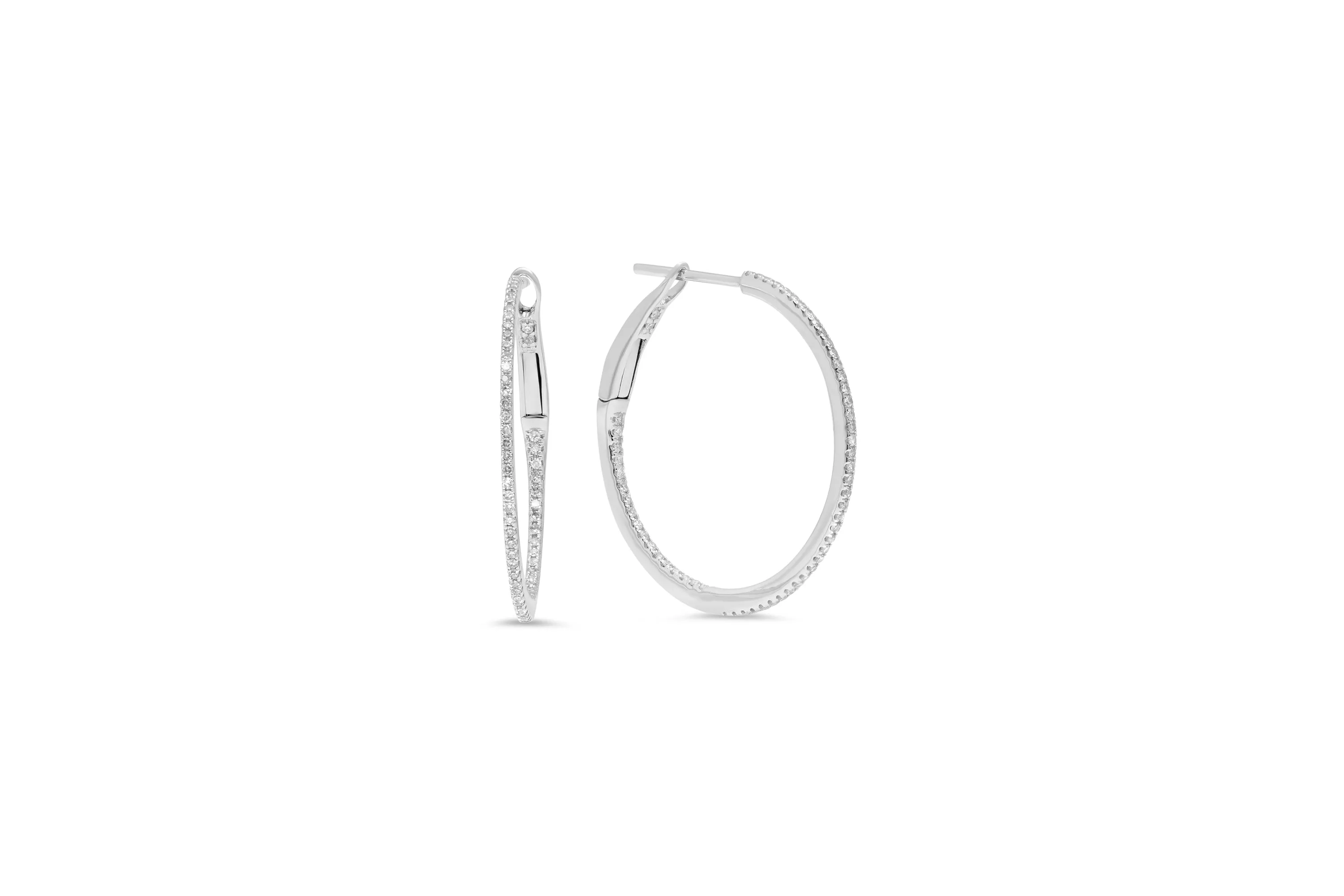 1" Diamond Hoop Earrings