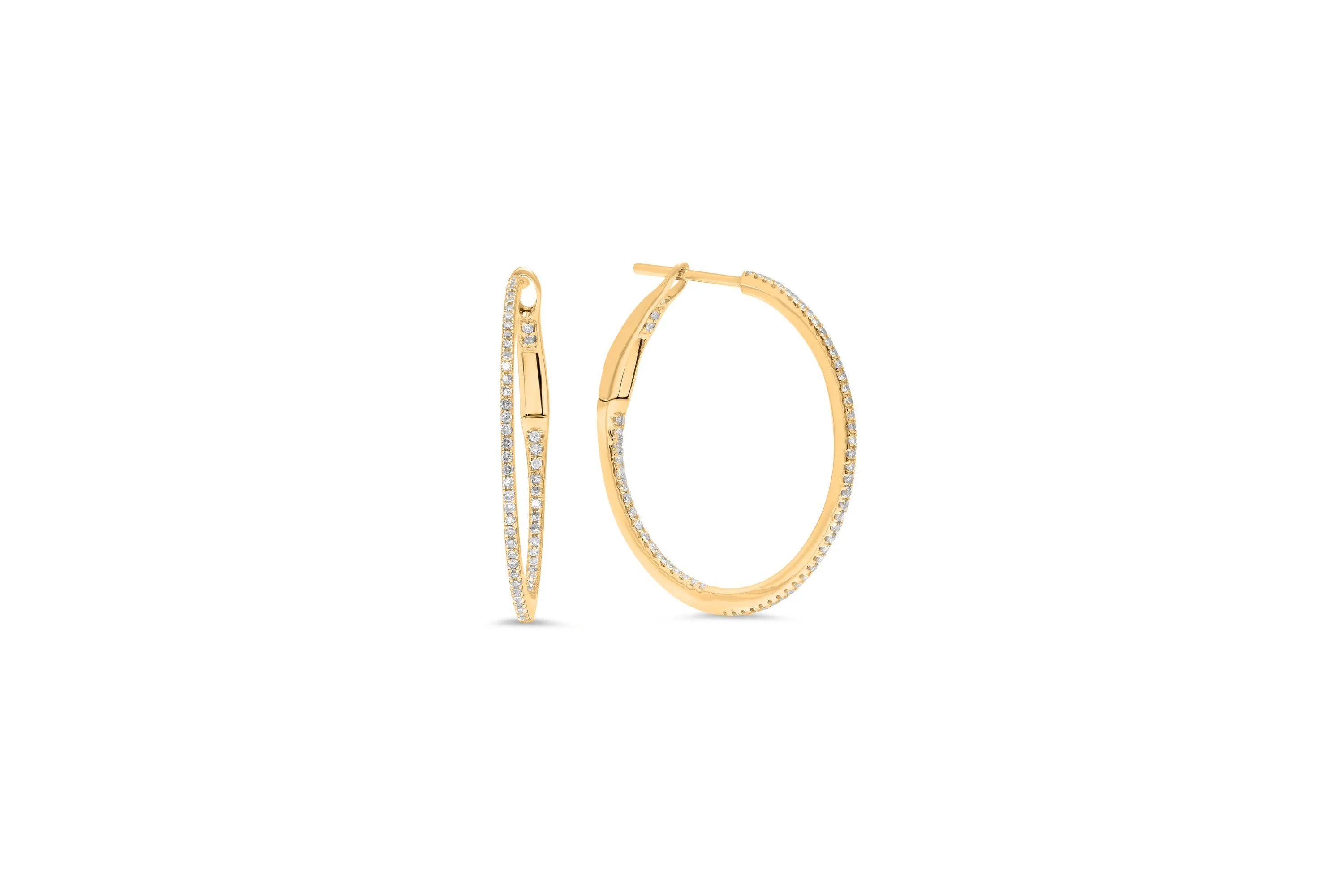 1" Diamond Hoop Earrings