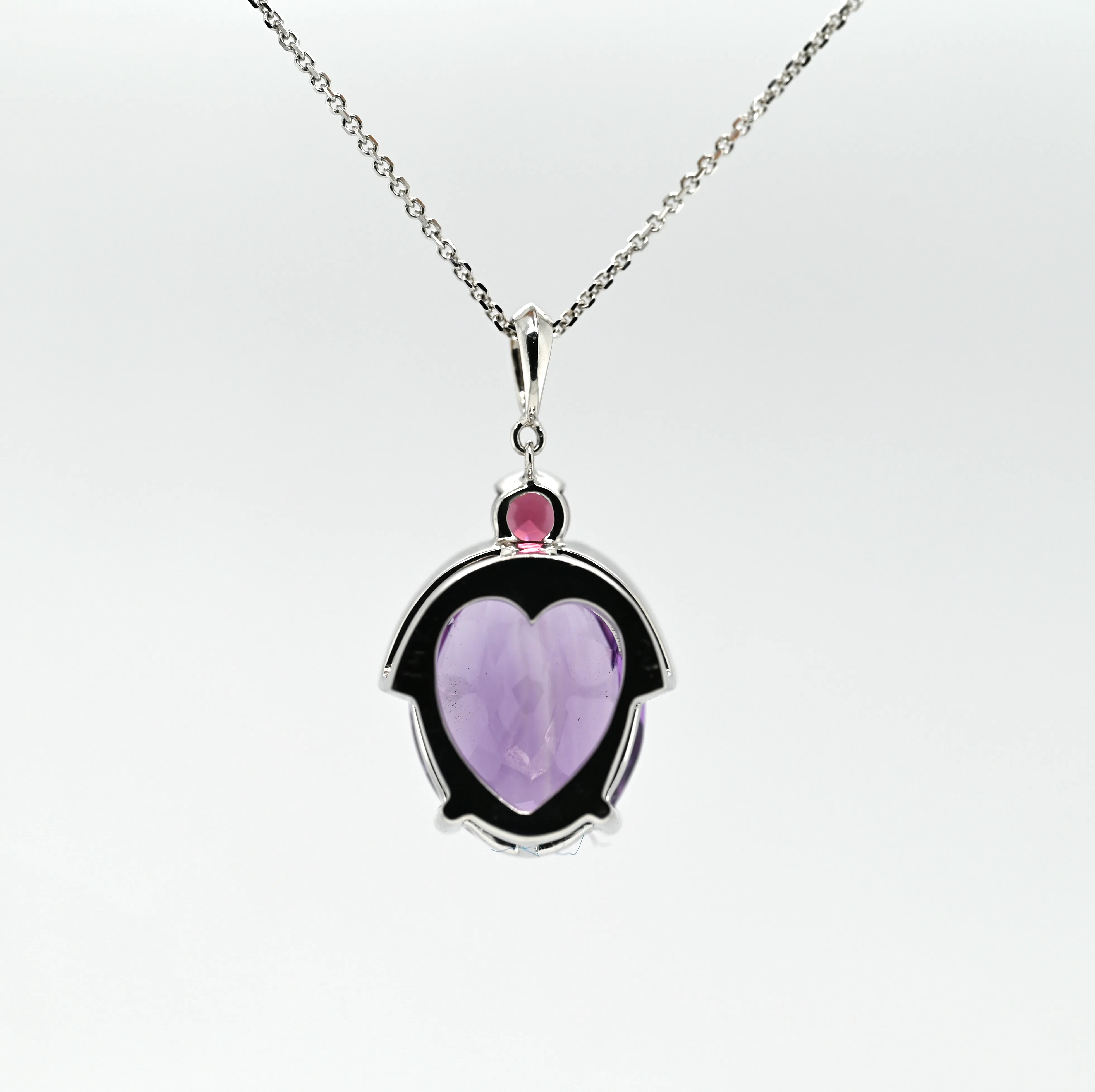 6.22CT AMETHYST, TOURMALINE AND DIAMOND PENDANT