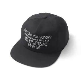 Act Like You Know / Instructions 5 Panel - Black