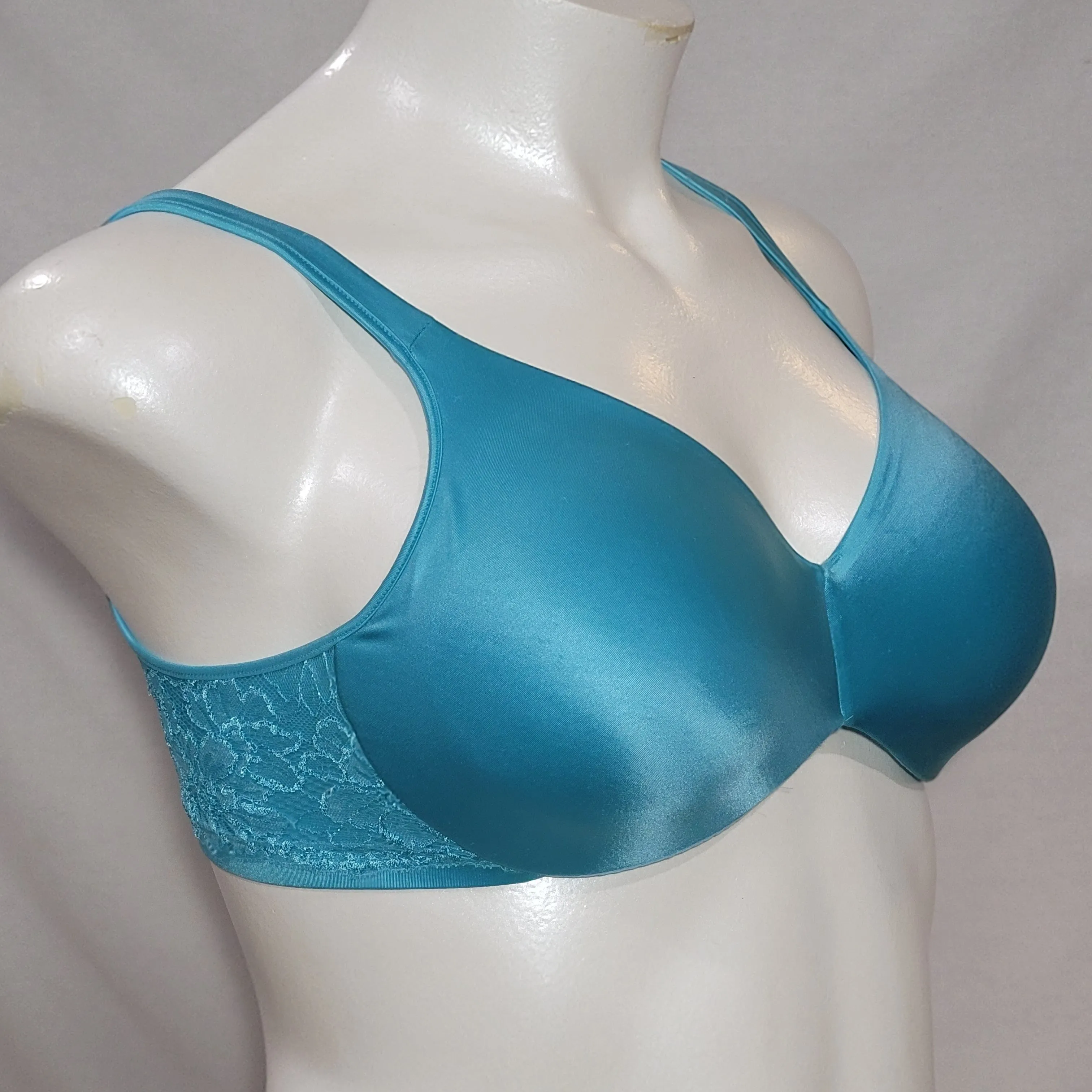 Bali 3508 Comfort Indulgence Back Smoothing Underwire Bra 36D Teal Blue NWT