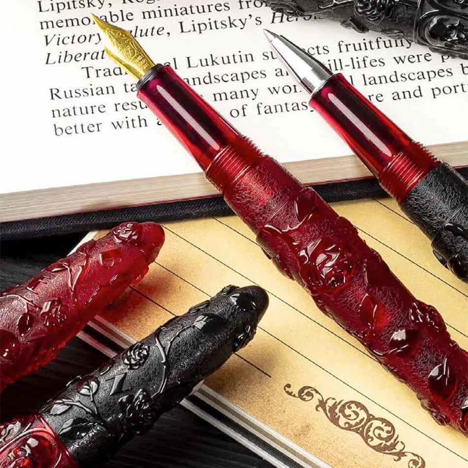 Benu Skull & Roses Fountain Pen Crow