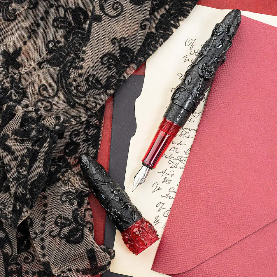 Benu Skull & Roses Fountain Pen Smolder