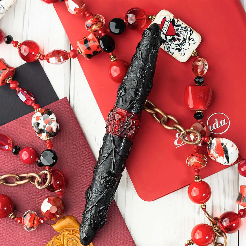 Benu Skull & Roses Fountain Pen Smolder