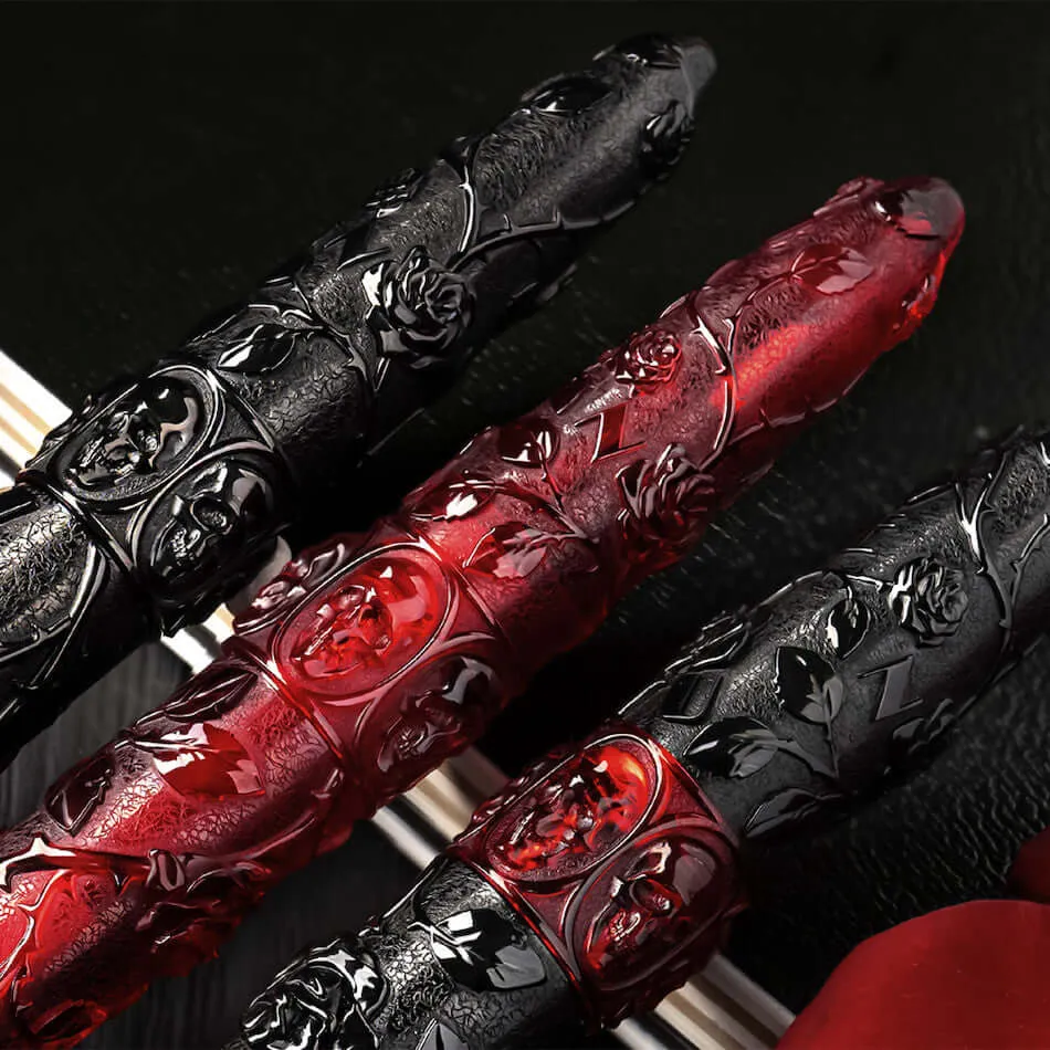 Benu Skull & Roses Fountain Pen Smolder