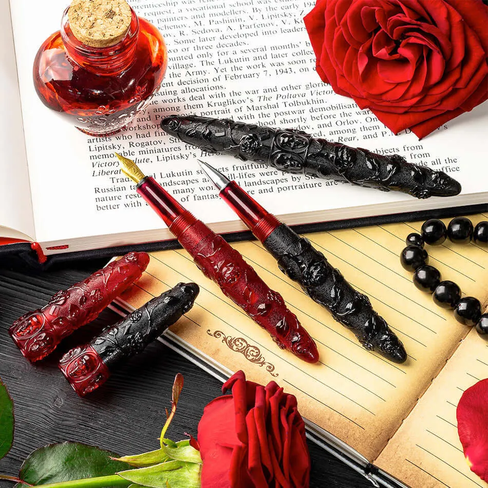Benu Skull & Roses Rollerball Pen Crow