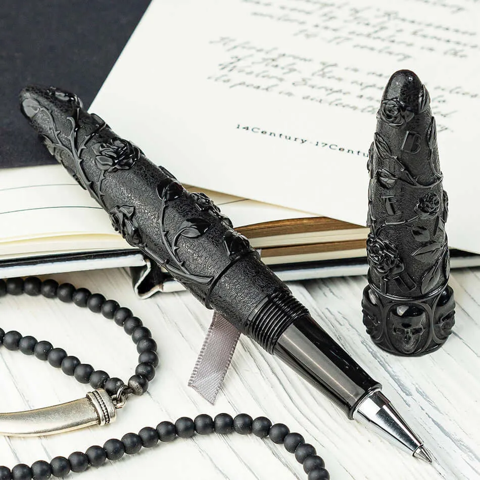 Benu Skull & Roses Rollerball Pen Crow