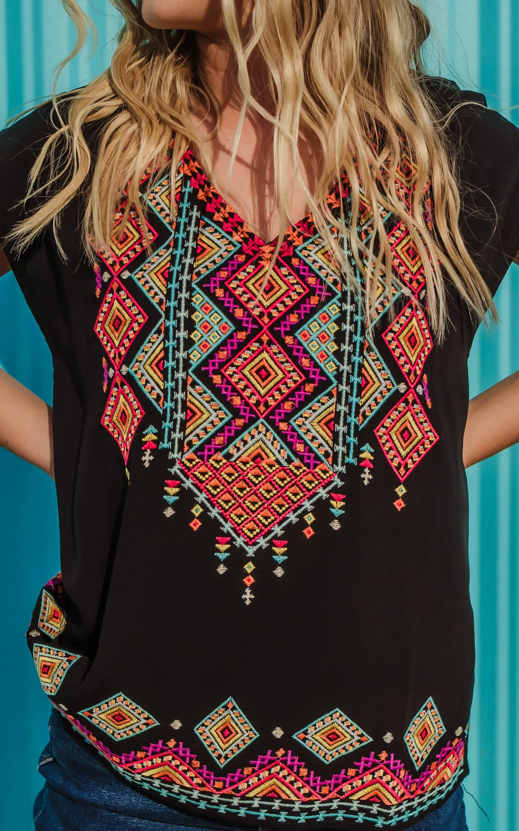 Black Embroidered Top - Final Sale