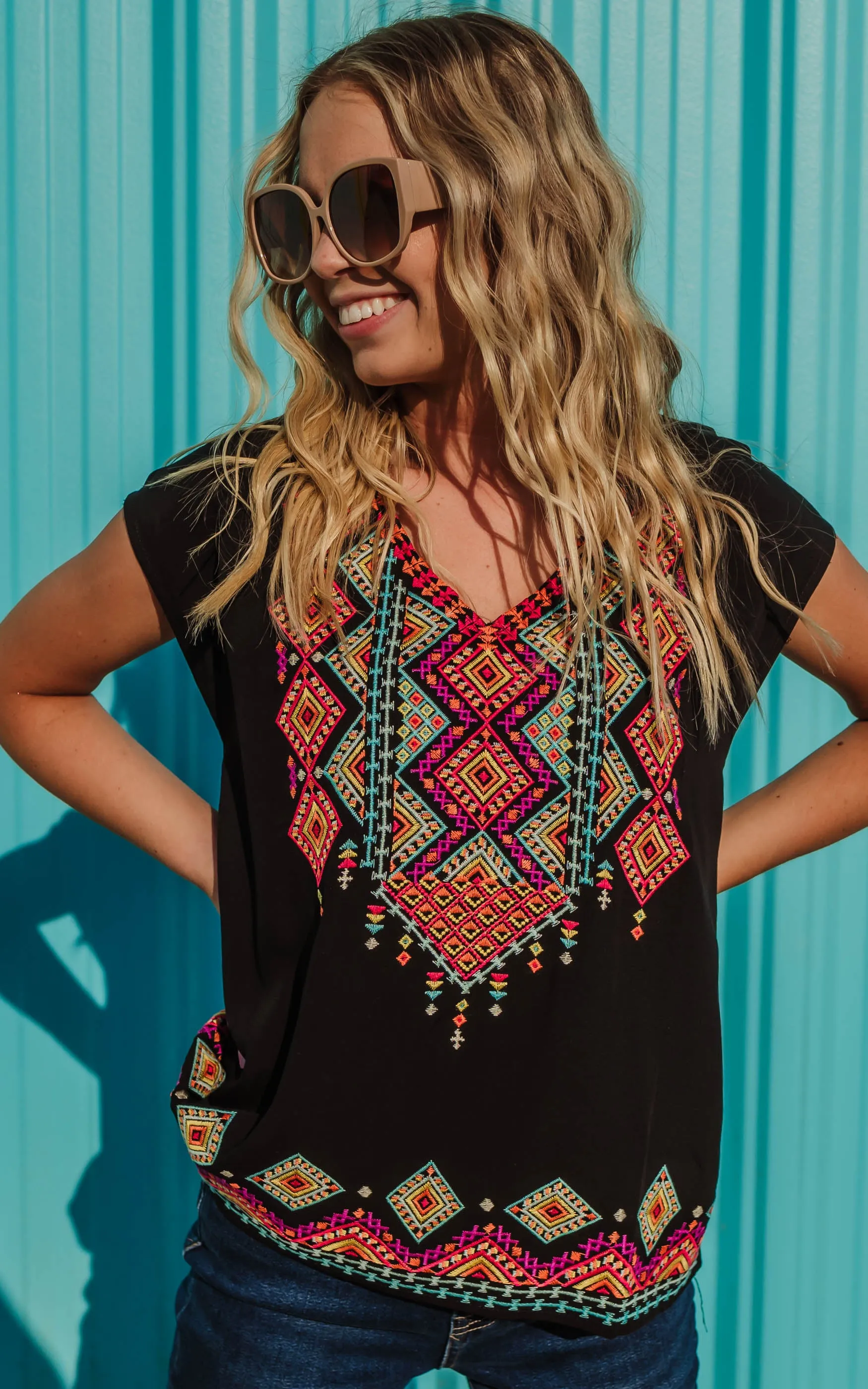 Black Embroidered Top - Final Sale
