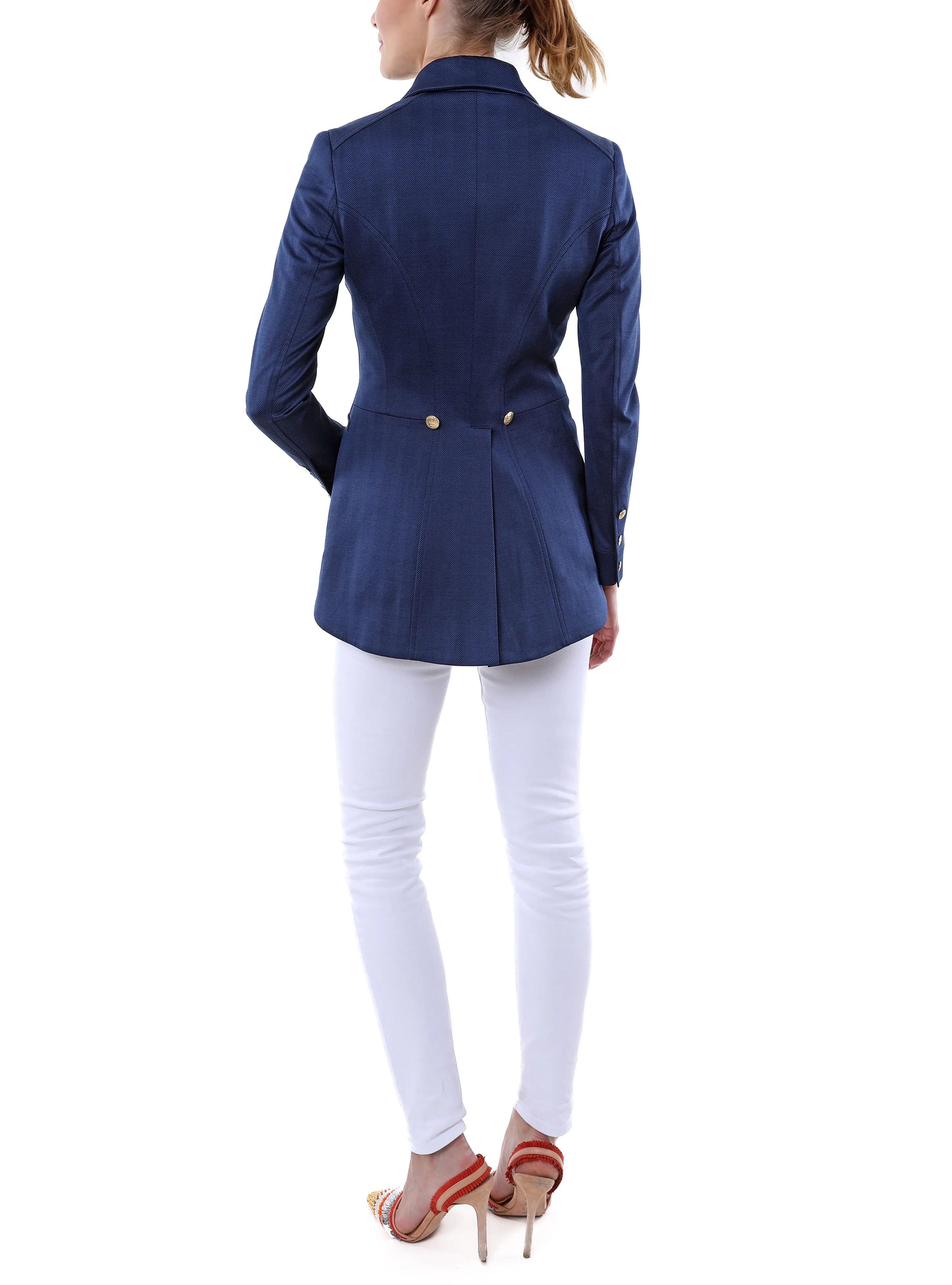 Blazer from navy superfine-jersey with herringbone pattern