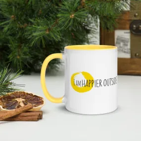 Ceramic "I Am Happier Outside" Mug (with inside sunshine!)