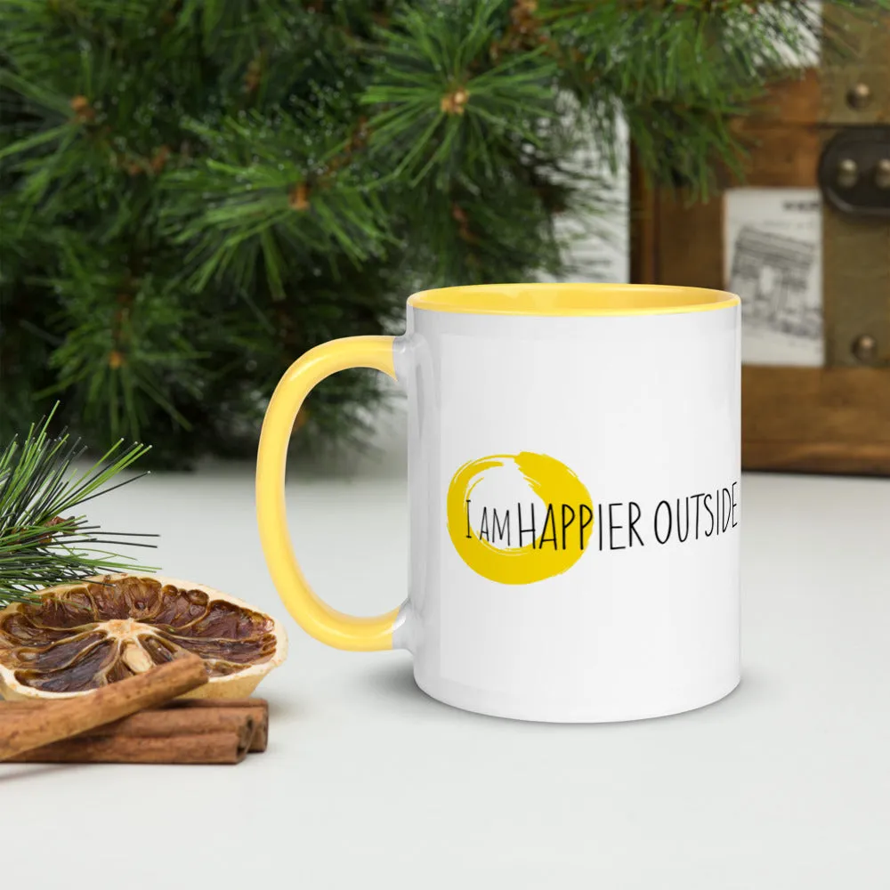 Ceramic "I Am Happier Outside" Mug (with inside sunshine!)