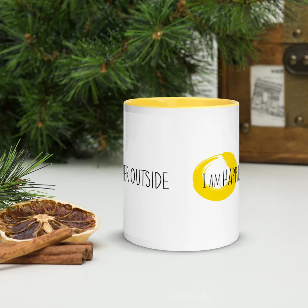 Ceramic "I Am Happier Outside" Mug (with inside sunshine!)