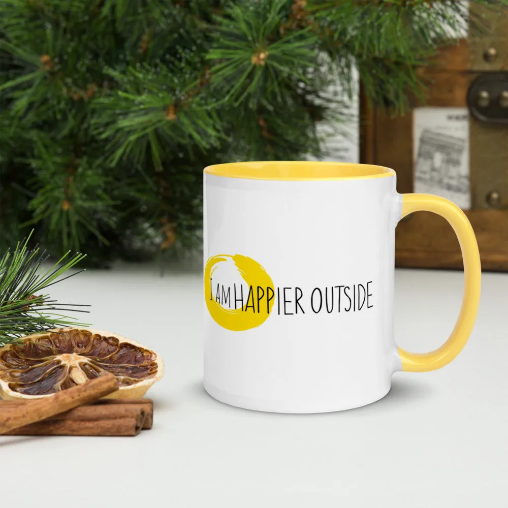 Ceramic "I Am Happier Outside" Mug (with inside sunshine!)