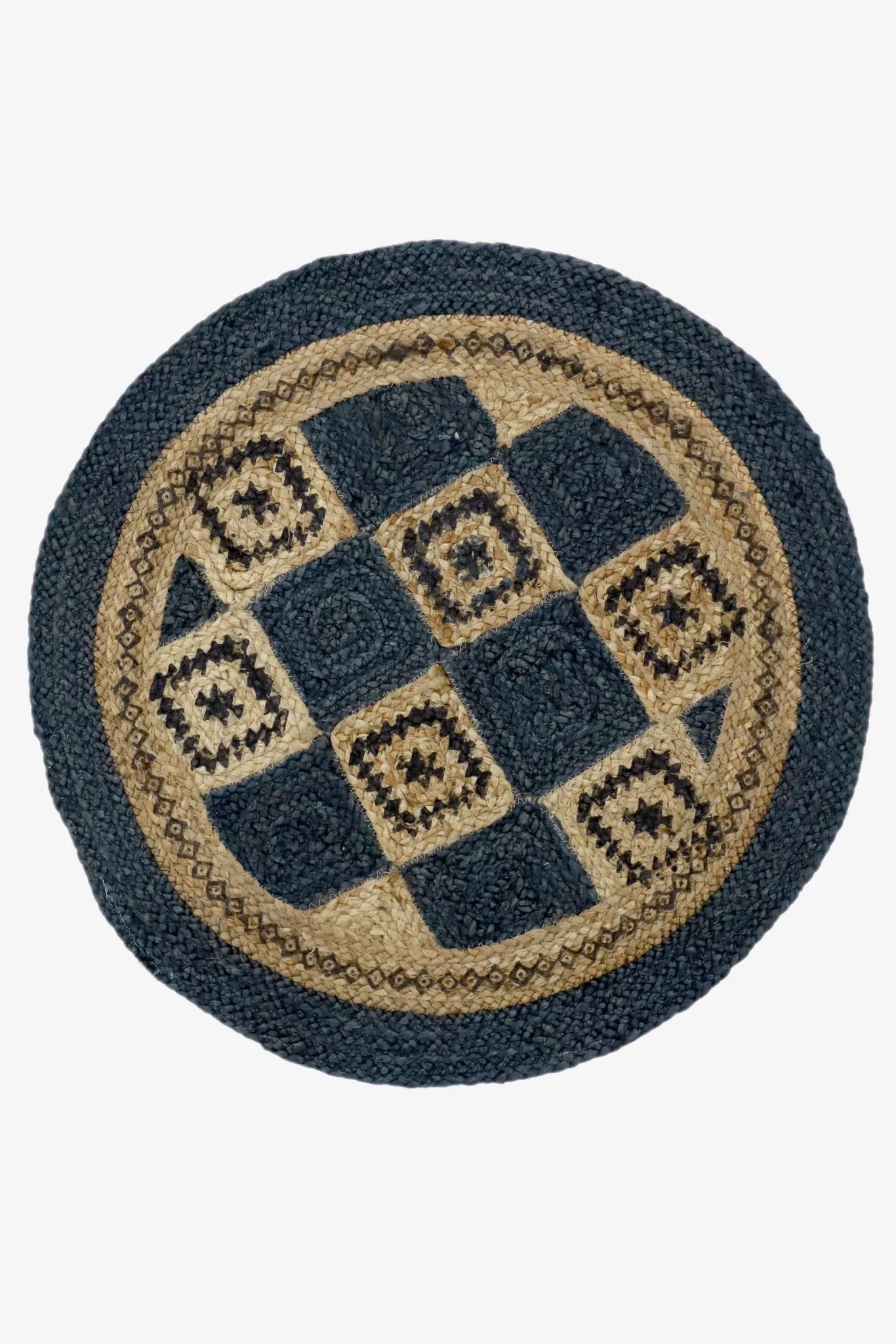 CHECKERED - ROUND JUTE  RUG