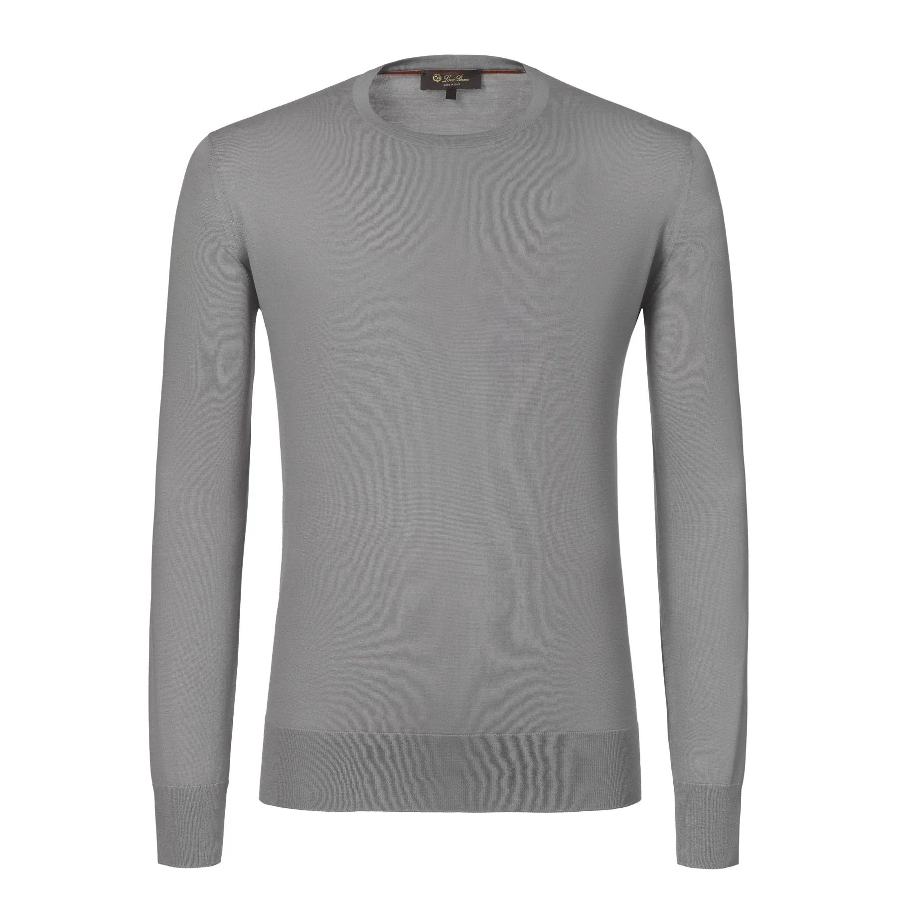 Crew-Neck Virgin Wool Sweater in Light Grey