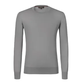 Crew-Neck Virgin Wool Sweater in Light Grey