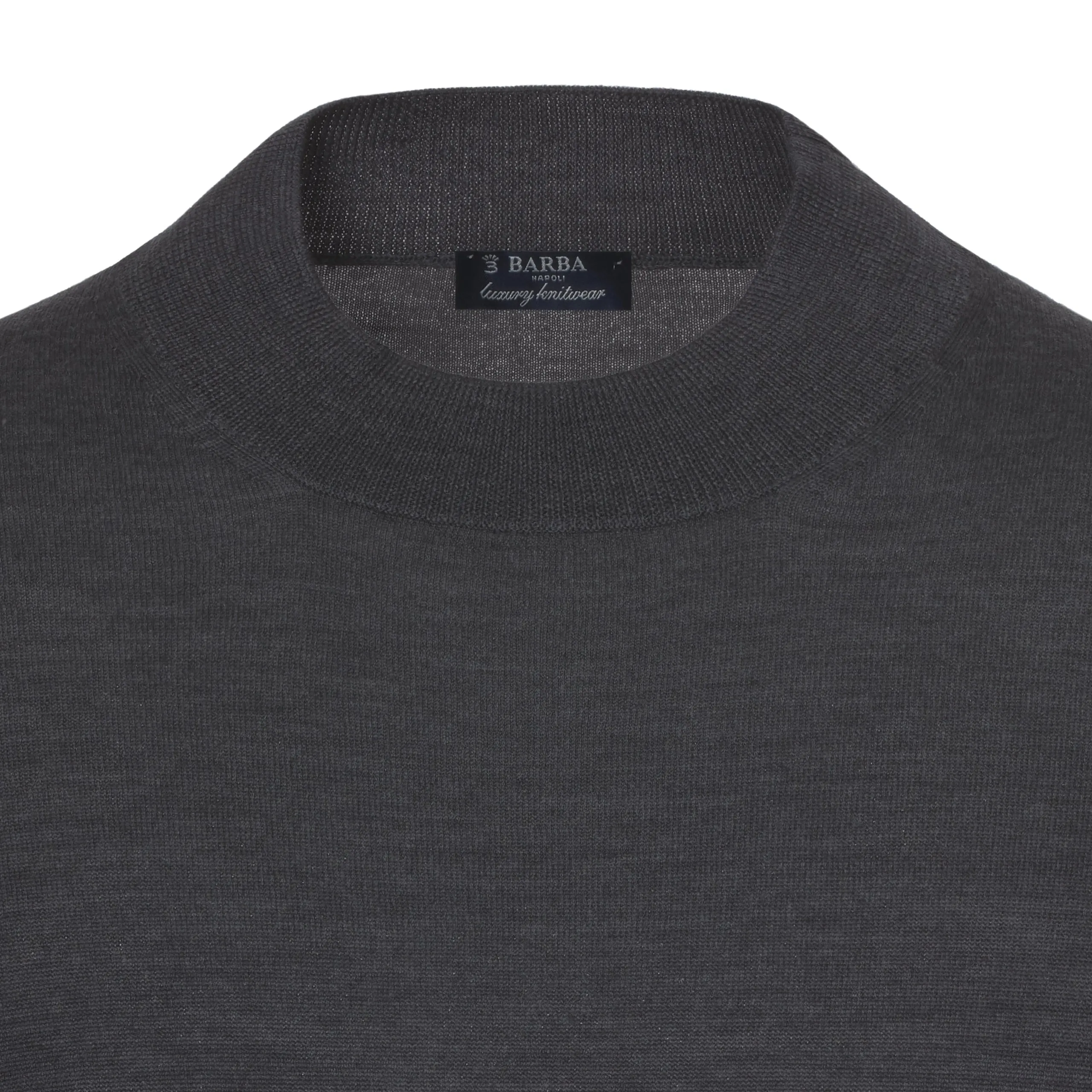 Crew-Neck Wool Pullover in Dark Grey Melange