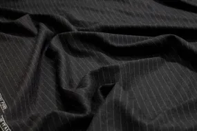 Dark Gray Striped Italian Wool Suiting