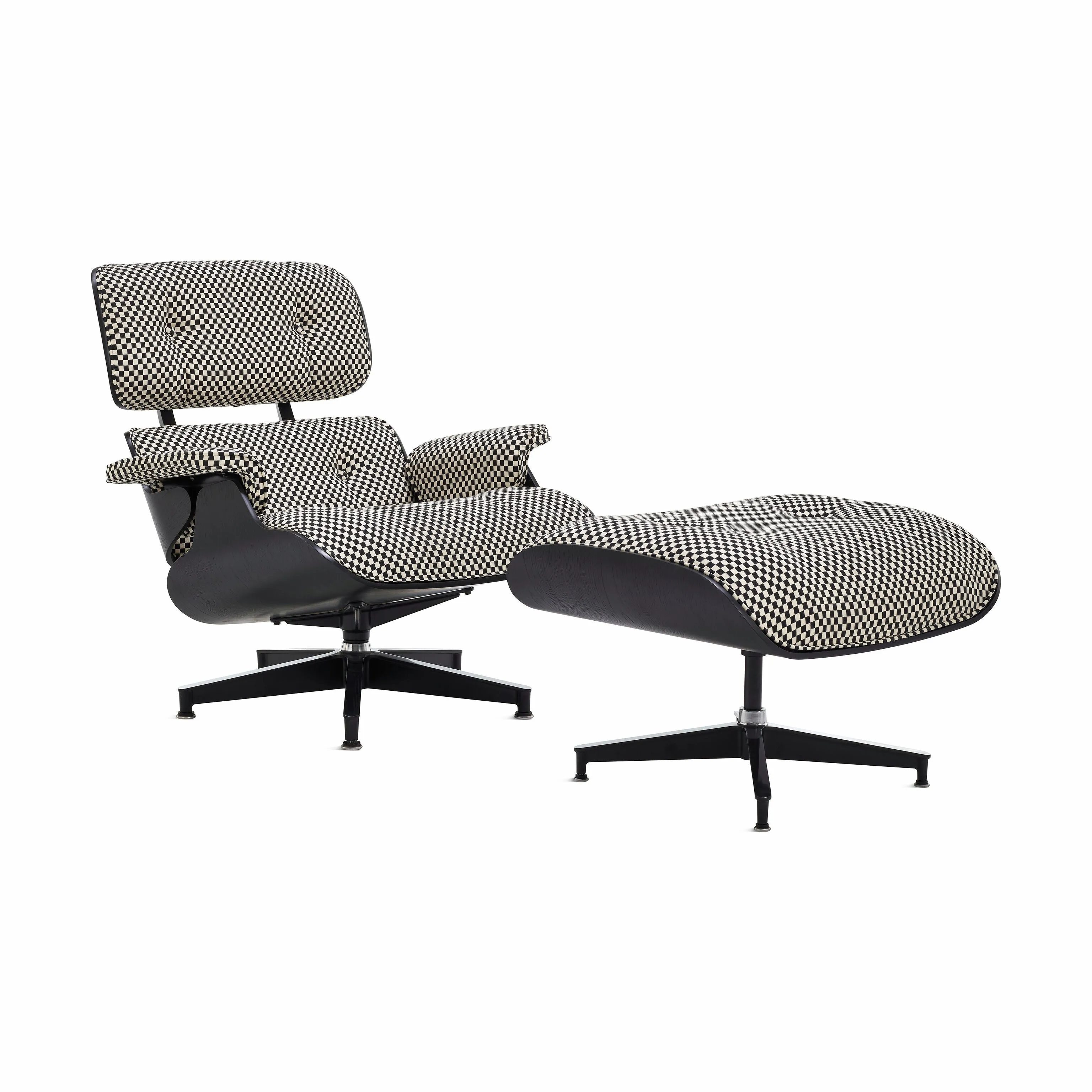 Eames® Lounge Chair and Ottoman from Herman Miller - Ebony/ Black & White Checker Fabric
