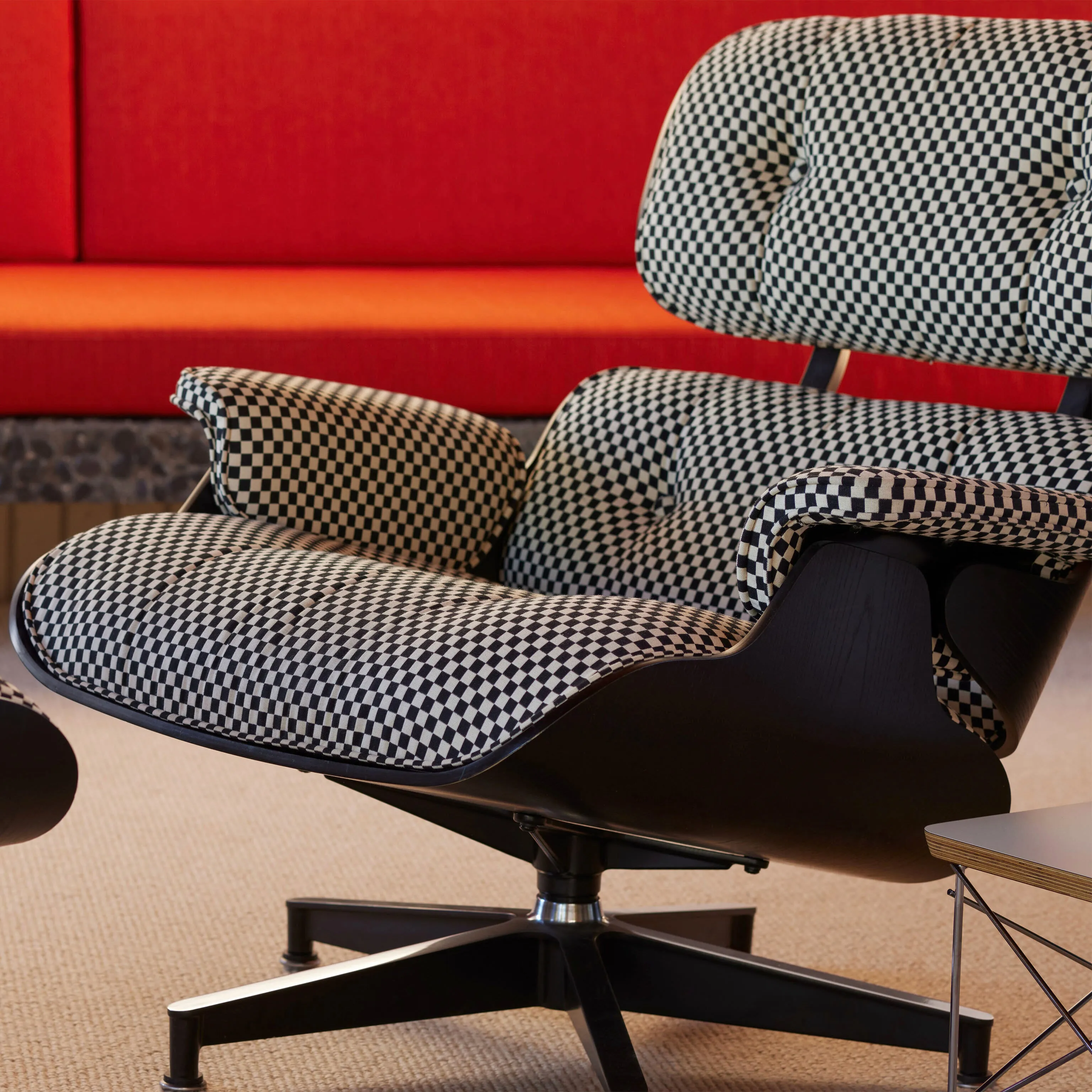 Eames® Lounge Chair and Ottoman from Herman Miller - Ebony/ Black & White Checker Fabric