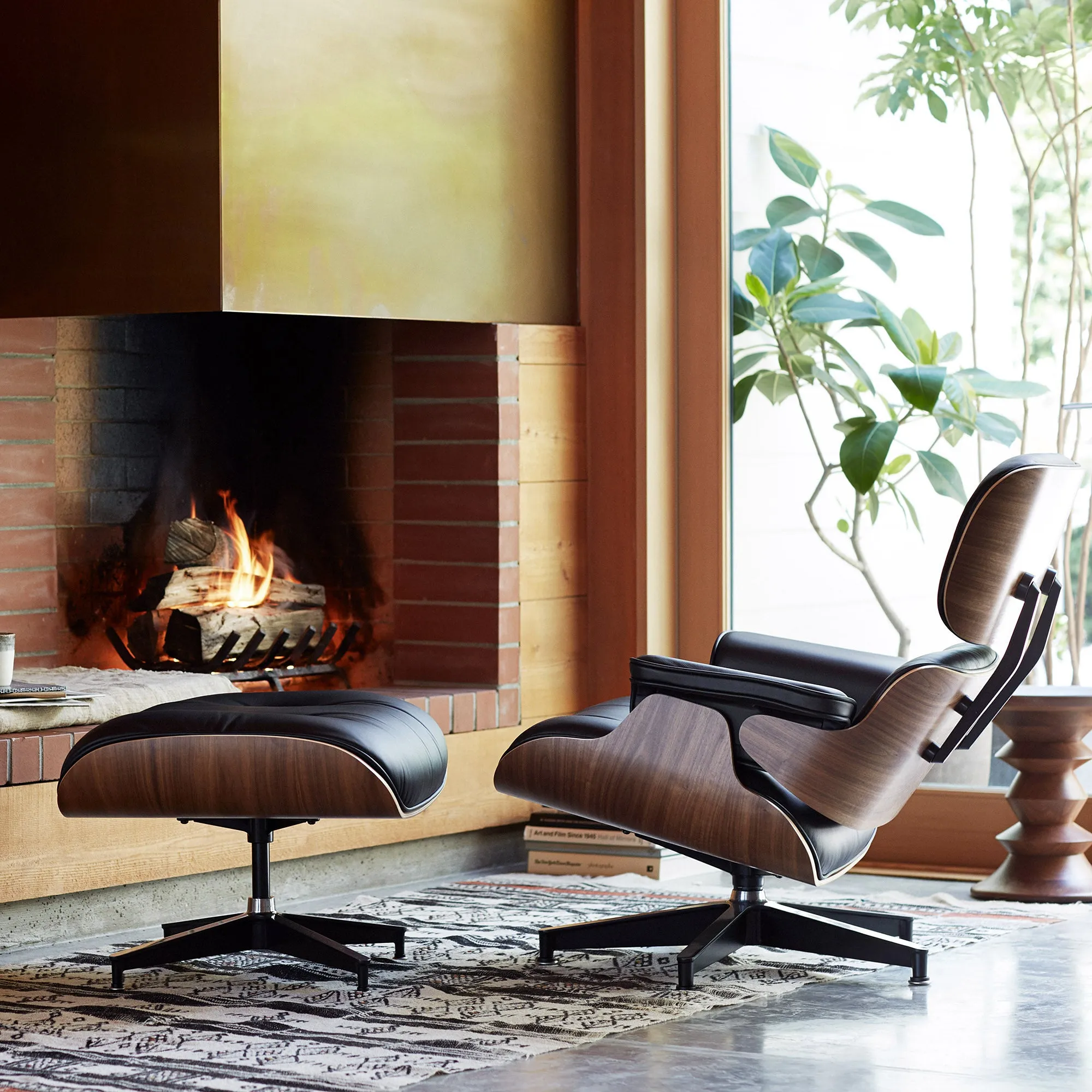 Eames® Lounge Chair and Ottoman from Herman Miller - Walnut/ Obsidian Black Leather