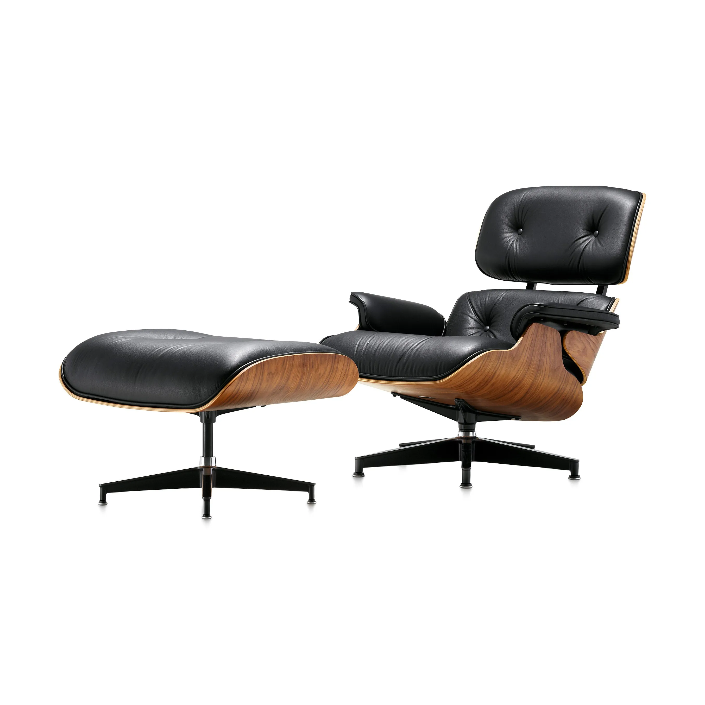Eames® Lounge Chair and Ottoman from Herman Miller - Walnut/ Obsidian Black Leather