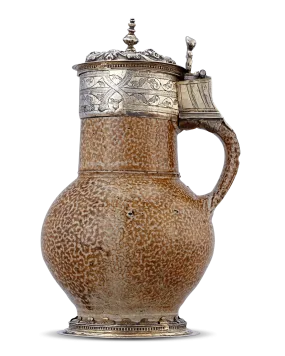 Elizabethan Tigerware Jug with Silver Gilt Mountings, Circa 1560