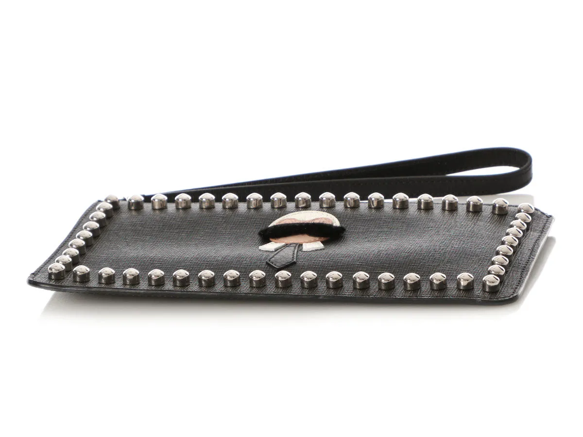 Fendi Black Studded Karlito Wristlet