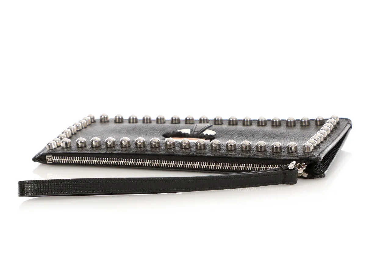 Fendi Black Studded Karlito Wristlet