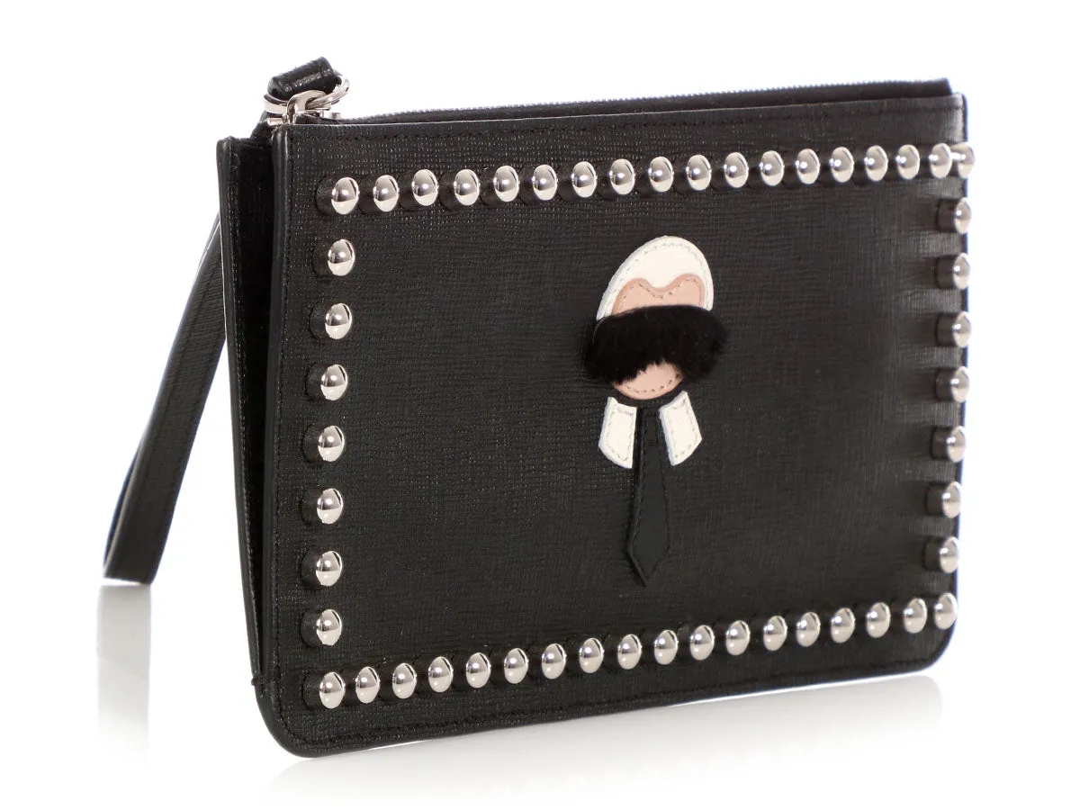 Fendi Black Studded Karlito Wristlet