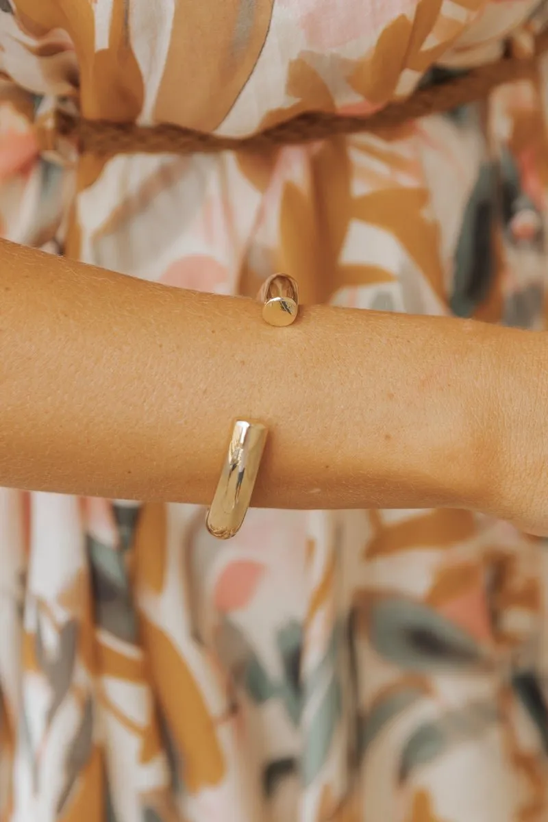 Gold Metallic Tube Cuff Bracelet