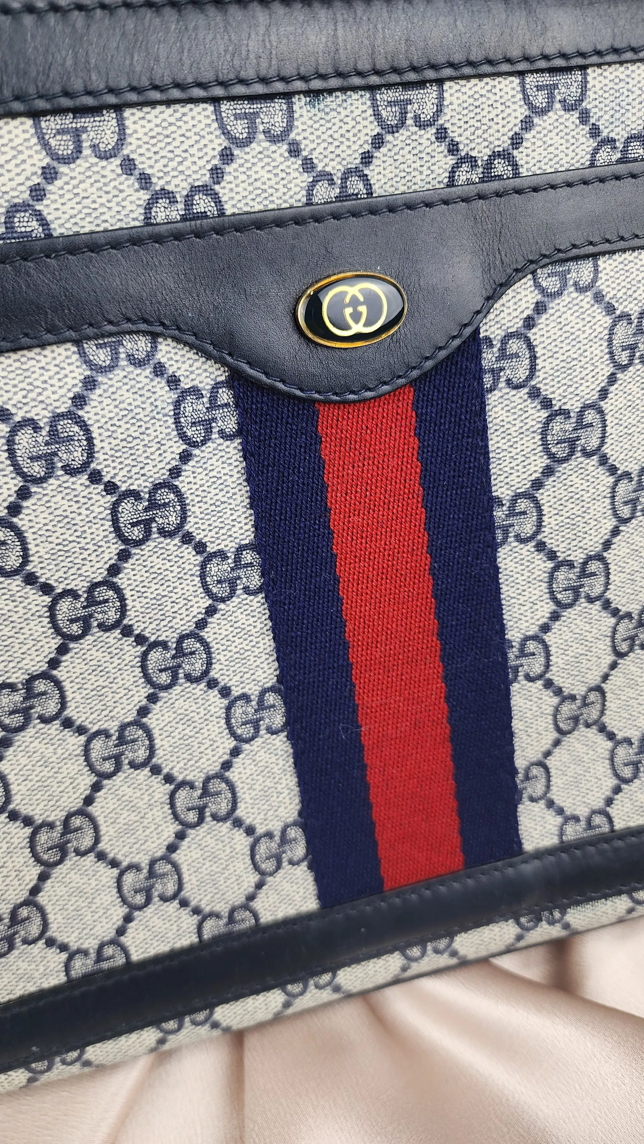 Gucci Vintage Navy Blue Shoulder Bag