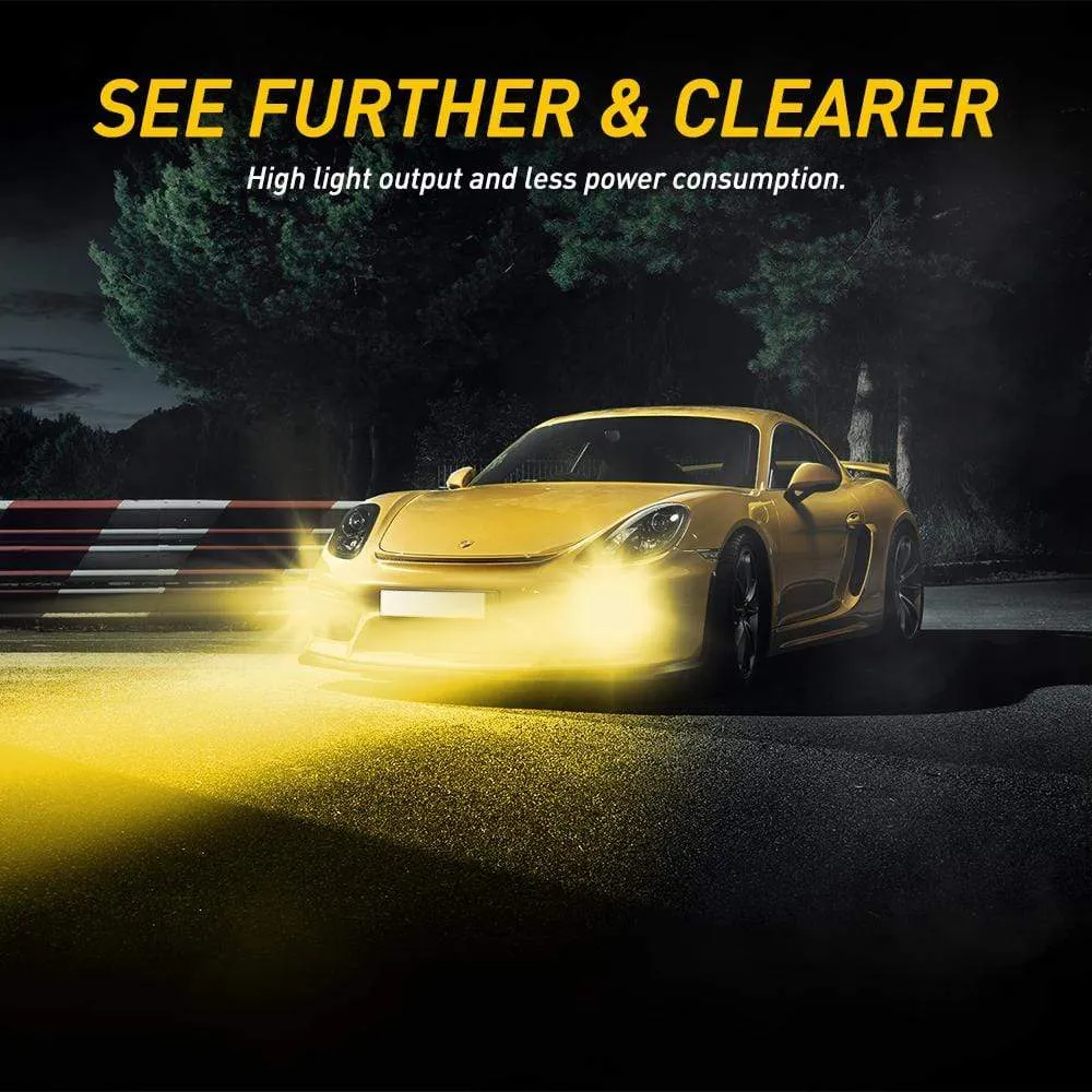 H11 H8 H9 H16 LED Fog Light Bulbs 4000 Lumens with CSP Chipsets Golden Yellow for DRL or Fog Lights Lamp Replacement