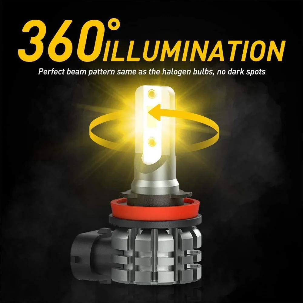 H11 H8 H9 H16 LED Fog Light Bulbs 4000 Lumens with CSP Chipsets Golden Yellow for DRL or Fog Lights Lamp Replacement