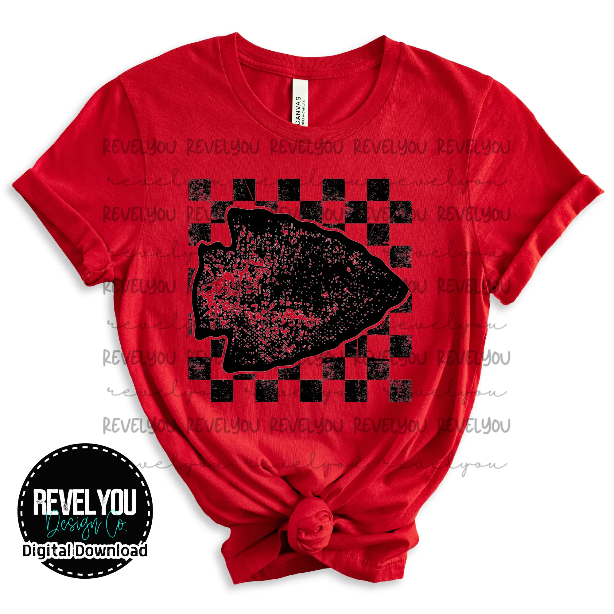 KC Checkered Arrowhead Black - PNG