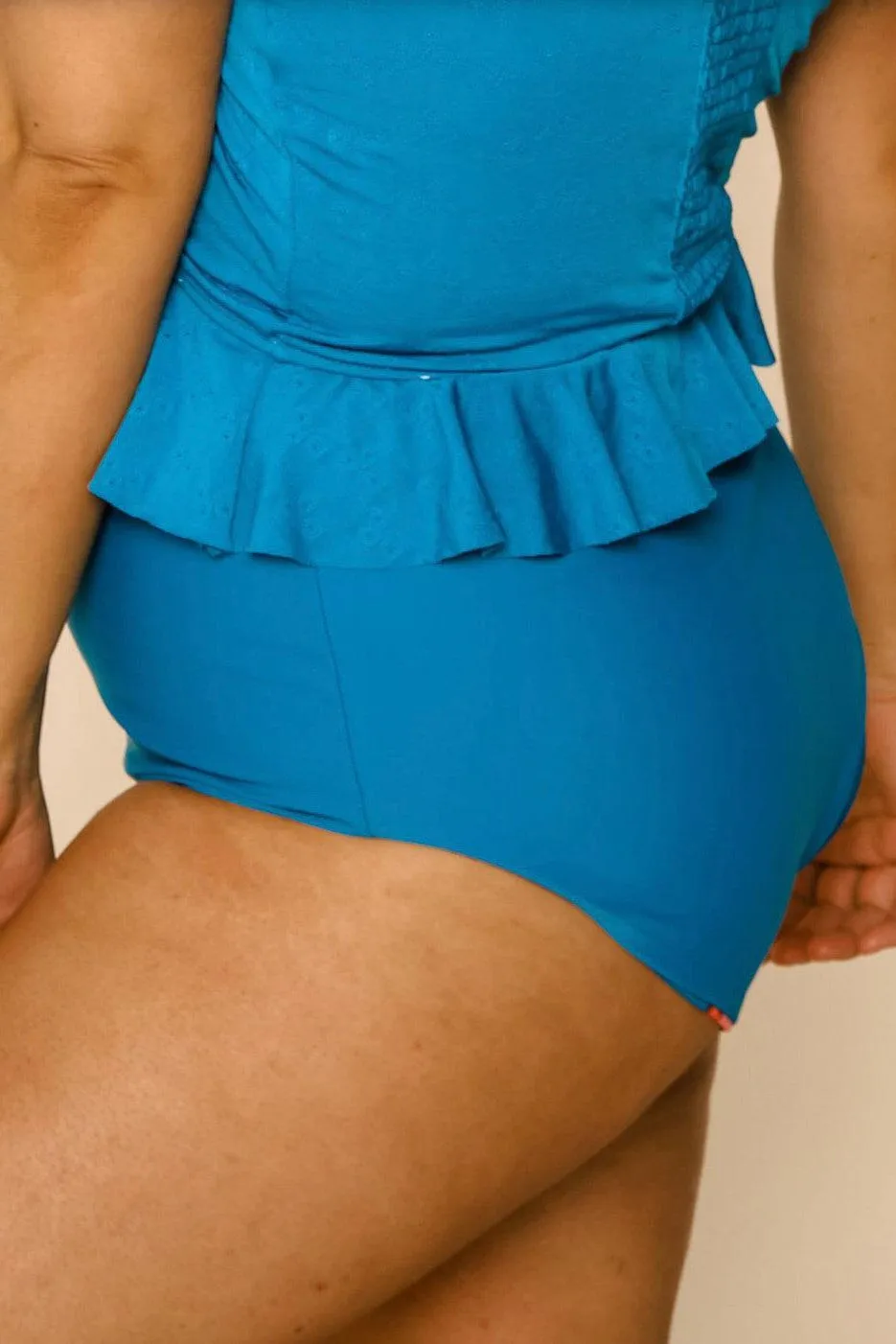 Let's Sail Away- Blue & Floral Mid-Rise Reversible Swim BOTTOMS