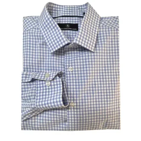 Men's Hart Schaffner Marx Blue Checkered Plaid Sport Shirt - Large