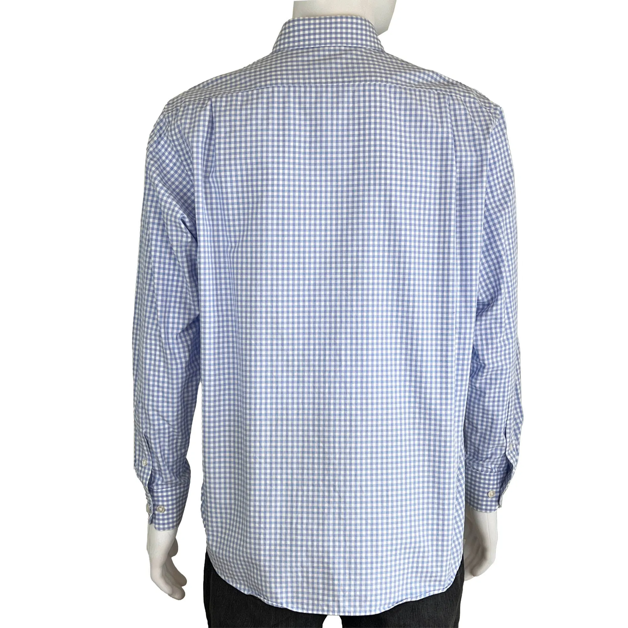 Men's Hart Schaffner Marx Blue Checkered Plaid Sport Shirt - Large