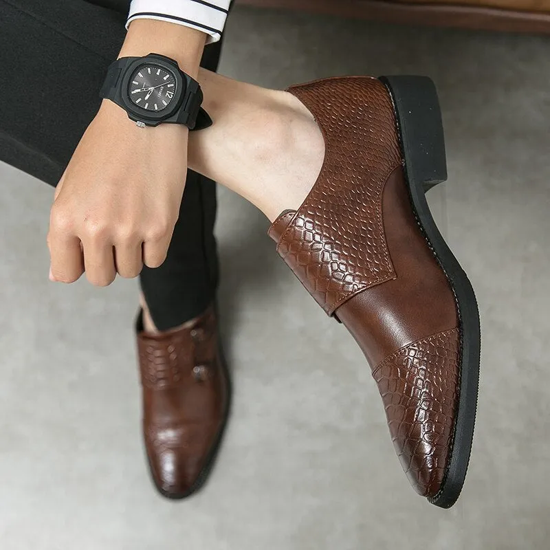 Men's Microfiber Pointed Toe Slip-On Closure Formal Wear Shoes