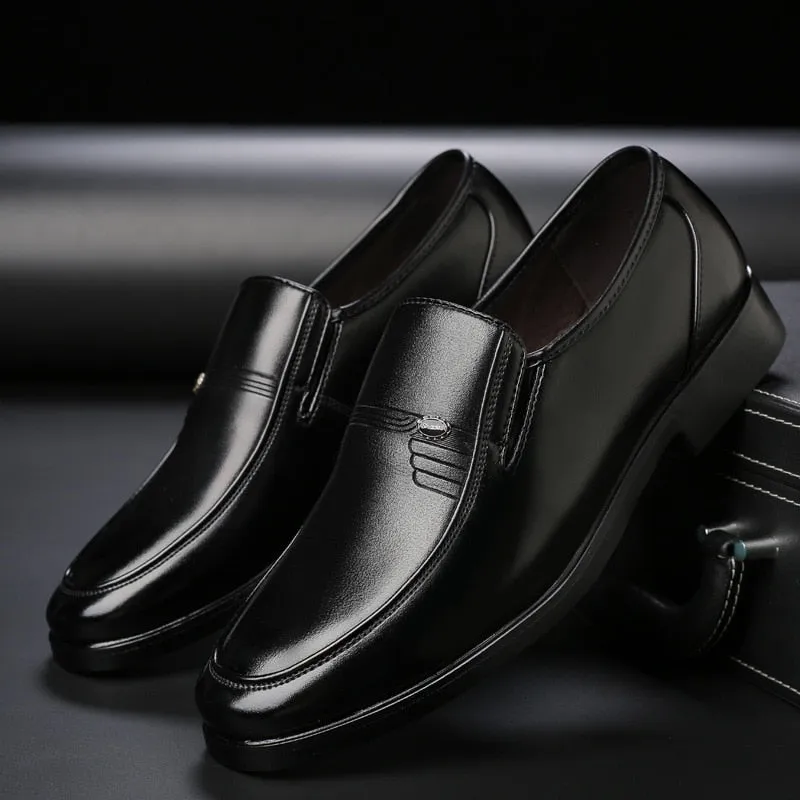 Men's PU Round Toe Slip-On Closure Luxury Formal Flat Shoes