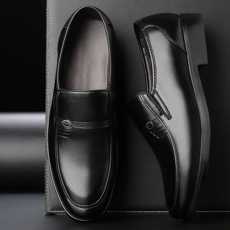 Men's PU Round Toe Slip-On Closure Luxury Formal Flat Shoes