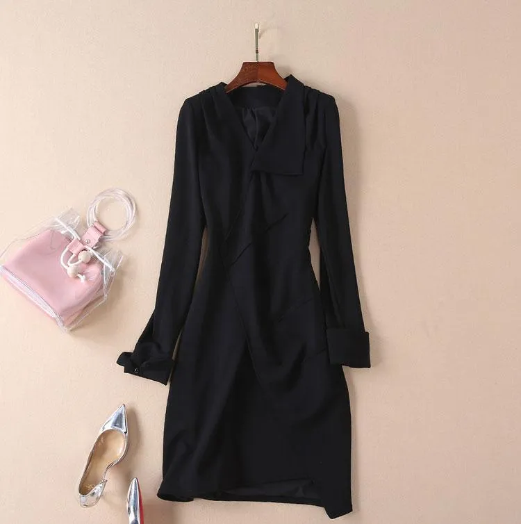 Office Lady Black Pencil Dress